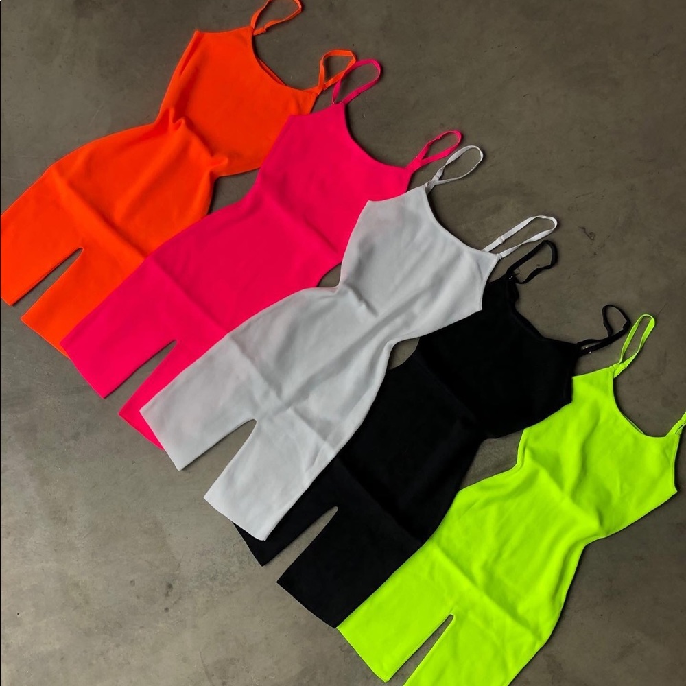 Neon Ribbed Romper (LIME) - Picture 3 of 3